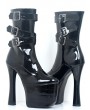 Black Gothic Punk Buckle Strap High Heel Platform Boots