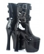 Black Gothic Punk Buckle Strap High Heel Platform Boots