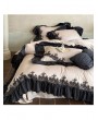 Retro Gothic Floral Lace Ruffled Embroidery Comforter Set