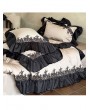 Retro Gothic Floral Lace Ruffled Embroidery Comforter Set
