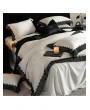 White and Black Lace Trim Luxury Comforter Set