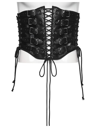 Punk Rave Black Gothic Punk Metal Men's Leather Waistband