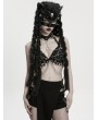 Punk Rave Black Gothic Punk Fox Head Braided Mask Hood