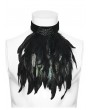 Punk Rave Black Retro Gothic Velvet Lace Feather Collar Pin