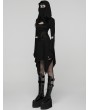 Punk Rave Black Gothic Punk Wasteland Cutout Hooded Face Mask Short Dress