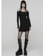 Punk Rave Black Gothic Punk Slim Fit Off-the-Shoulder Bodycon Mini Dress