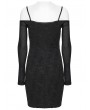 Punk Rave Black Gothic Punk Slim Fit Off-the-Shoulder Bodycon Mini Dress