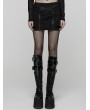 Punk Rave Black Gothic Punk Techwear Zipper Split Short Skirt