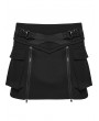 Punk Rave Black Gothic Punk Techwear Zipper Split Short Skirt
