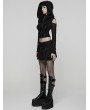 Punk Rave Black Gothic Wasteland Hooded Short Vest for Women