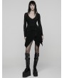 Punk Rave Black Gothic Punk Rivet Mesh Layered Irregular Dress