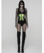 Punk Rave Black and Green Gothic Cyberpunk Armor Splicing Corset Waistband