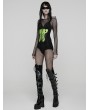 Punk Rave Black and Green Gothic Cyberpunk Armor Splicing Corset Waistband
