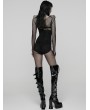 Punk Rave Black and Green Gothic Cyberpunk Armor Splicing Corset Waistband