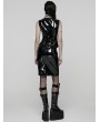 Punk Rave Black Gothic Lace Trim Patent Leather Midi Skirt