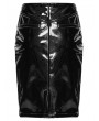 Punk Rave Black Gothic Lace Trim Patent Leather Midi Skirt