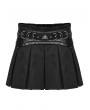 Punk Rave Black Gothic Punk Pleated A-Line Mini Skirt