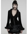Punk Rave Black Gothic Furry V-Neck Velvet Cardigan for Women