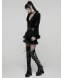 Punk Rave Black Gothic Furry V-Neck Velvet Cardigan for Women