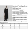 Punk Rave Black Gothic Decadent Punk Style Slit Long Dress