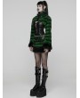 Punk Rave Black and Green Gothic Punk Striped Fluffy Fur Mini Skirt