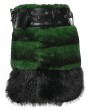 Punk Rave Black and Green Gothic Punk Striped Fluffy Fur Mini Skirt