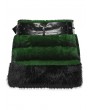 Punk Rave Black and Green Gothic Punk Striped Fluffy Fur Mini Skirt