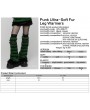 Punk Rave Black and Green Gothic Punk Striped Fluffy Fur Leg Warmers