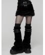 Punk Rave Black Gothic Punk Striped Fluffy Fur Leg Warmers