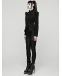 Punk Rave Black Retro Gothic Embroidered Short Woolen Coat for Women