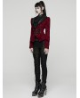 Punk Rave Red and Black Gothic Vintage Print Velvet Coat for Women