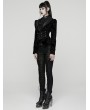 Punk Rave Black Gothic Vintage Print Velvet Coat for Women