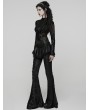 Punk Rave Black Gothic Lace Trim Flared Skirt Pants for Women