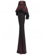 Punk Rave Red and Black Gothic Lace Trim Flared Skirt Pants for Women