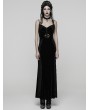 Punk Rave Black Gothic Dark Heart Ruched Velvet Long Slip Dress