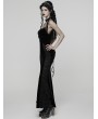 Punk Rave Black Gothic Dark Heart Ruched Velvet Long Slip Dress
