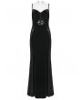Punk Rave Black Gothic Dark Heart Ruched Velvet Long Slip Dress