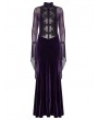 Punk Rave Violet Sexy Gothic Vintage Mesh Spliced Velvet Maxi Dress