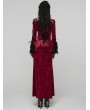 Punk Rave Red Gorgeous Gothic Velvet High Slit Fishtail Dress