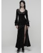Punk Rave Black Gorgeous Gothic Velvet High Slit Fishtail Dress