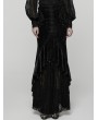 Punk Rave Black Gothic Gorgeous Velvet Beaded Tassel Fishtail Maxi Skirt