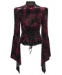 Punk Rave Red and Black Sexy Gothic Gorgeous Velvet Lace Shirt for Women