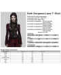 Punk Rave Red and Black Sexy Gothic Gorgeous Velvet Lace Shirt for Women