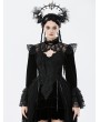 Dark in love Black Gothic Velvet Lace Hollow Shoulder Cape for Women