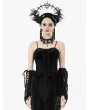 Dark in love Black Gothic Velvet Lace Ruffled Bustier Top for Women