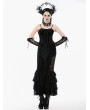 Dark in love Black Gothic Velvet Lace Ruffled Bustier Top for Women
