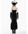 Dark in love Black Gothic Velvet Lace Ruffled Bustier Top for Women