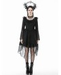 Dark in love Black Gothic Ruffle Lace Bell Sleeve High-Low Dress