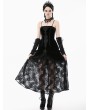 Dark in love Black Gothic Embroidered Lace Velvet Bustier Long Dress