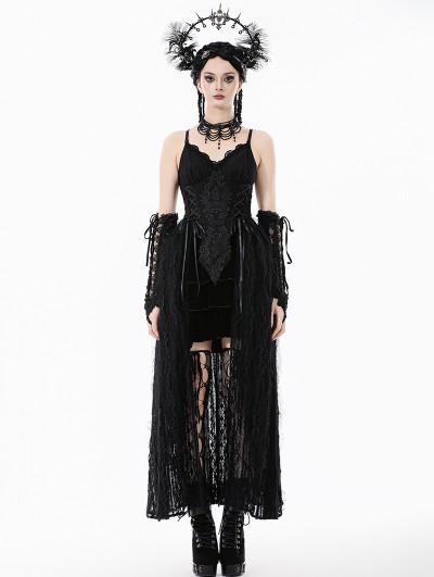 Dark in love Black Romantic Gothic Irregular Lace Tail Dress